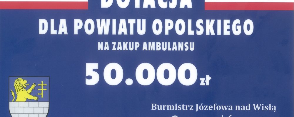 Podziękowanie za wkład finansowy przy zakupie ambulansu ratunkowego